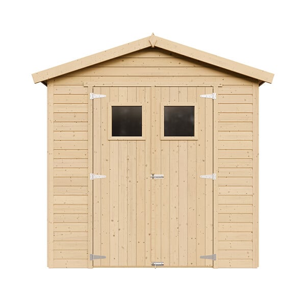 TIMBELA - Abri de Jardin en Bois Naturel H228x222x233 cm/4,2 m² AVEC SOL TRAITÉ - M351+M351G - large