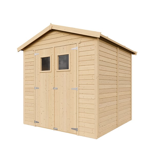 TIMBELA - Abri de Jardin en Bois Naturel H228x222x233 cm/4,2 m² AVEC SOL TRAITÉ - M351+M351G - large