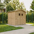 TIMBELA - Abri de Jardin en Bois Naturel H228x222x233 cm/4,2 m² AVEC SOL TRAITÉ - M351+M351G - vignette