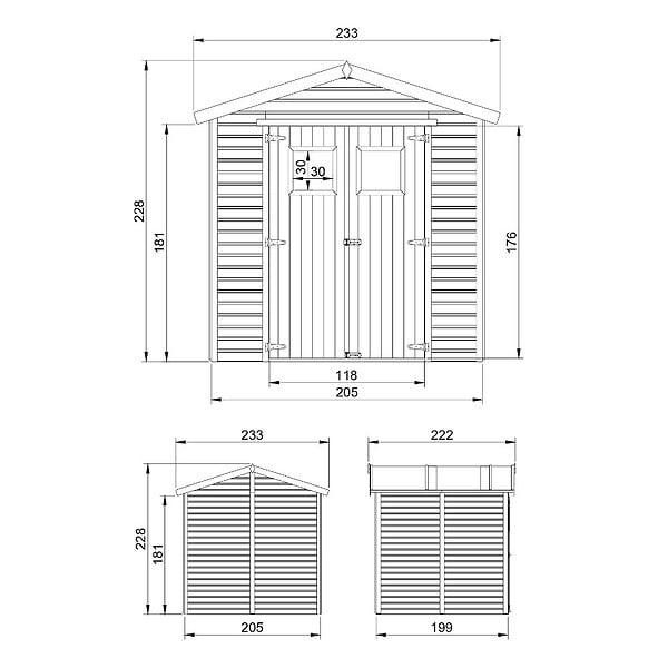 TIMBELA - Abri de Jardin en Bois Naturel - H228x222x233 cm / 4,2 m² - M351 - large