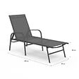 ID MARKET - Lot de 2 transats de jardin inclinables FIDJI en acier gris anthracite et toile grise - vignette