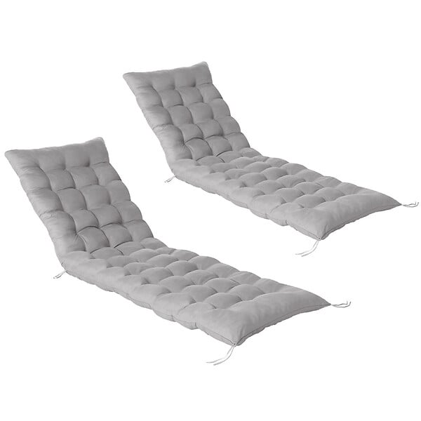 ID MARKET - Lot de 2 coussins universels de transat ADAM 180 cm gris - large