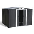 ID MARKET - Abri de jardin 5,3 M² gris en acier galvanisé avec base - vignette