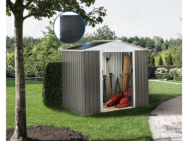 HABITAT ET JARDIN - Abri jardin métal "Dallas"- 2.71 m² avec panneau solaire - large