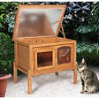 ID MARKET - Niche autochauffante en bois pour chat avec porte et fenêtre - vignette
