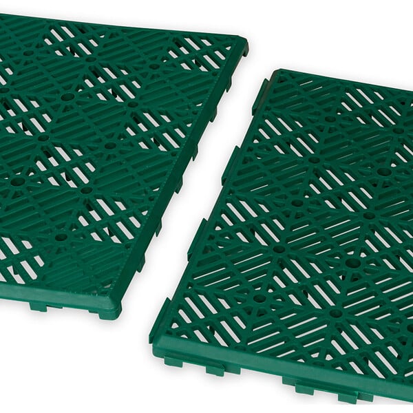 ID MARKET - Lot de 10 dalles caillebotis de jardin vert 29.5x29.5 CM - large
