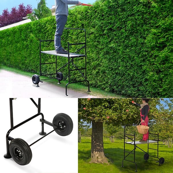 ID MARKET - Echafaudage mobile sur roues L.140xl.78xH.135 CM avec 2 plateformes - large