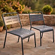 CONCEPT USINE - Lot de 2 chaises de jardin empilables gris foncé BERGAME $ - vignette