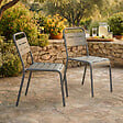 CONCEPT USINE - Lot de 2 chaises de jardin empilables gris foncé BERGAME $ - vignette