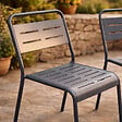 CONCEPT USINE - Lot de 2 chaises de jardin empilables gris foncé BERGAME $ - vignette