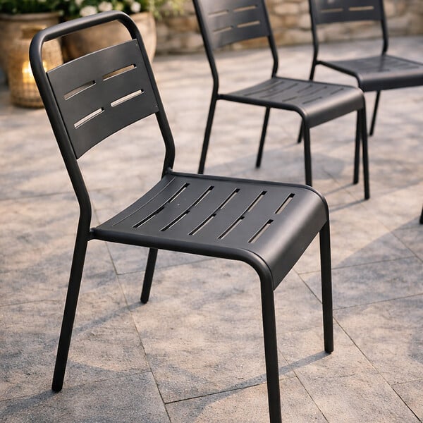 CONCEPT USINE - Lot de 6 chaises de jardin empilables gris foncé BERGAME $ - large