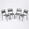 CONCEPT USINE - Lot de 4 chaises de jardin empilables gris foncé BERGAME - vignette