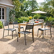 CONCEPT USINE - Lot de 4 chaises de jardin empilables gris foncé BERGAME - vignette