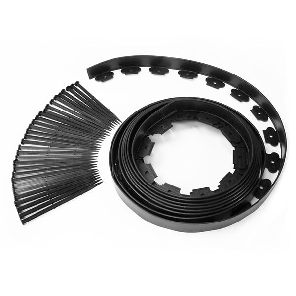 ID MARKET - Bordurette de jardin flexible 8 M noire hauteur 12 cm + 24 piquets - large