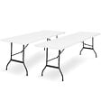 ID MARKET - Lot de 2 tables pliantes d'appoint portables 180 cm pour camping ou réception - vignette