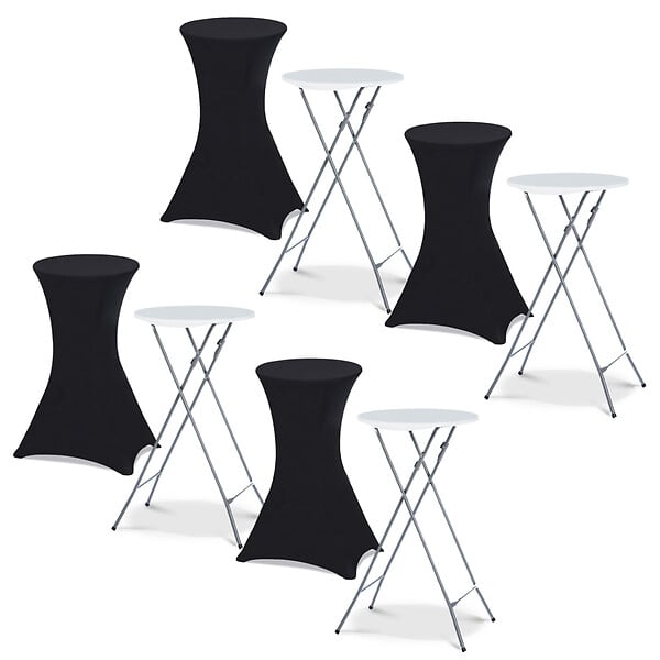 ID MARKET - Lot de 4 tables hautes pliantes 105 cm et 4 housses noires - large