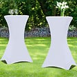 ID MARKET - Lot de 2 housses blanches pour table haute pliante 105 cm - vignette