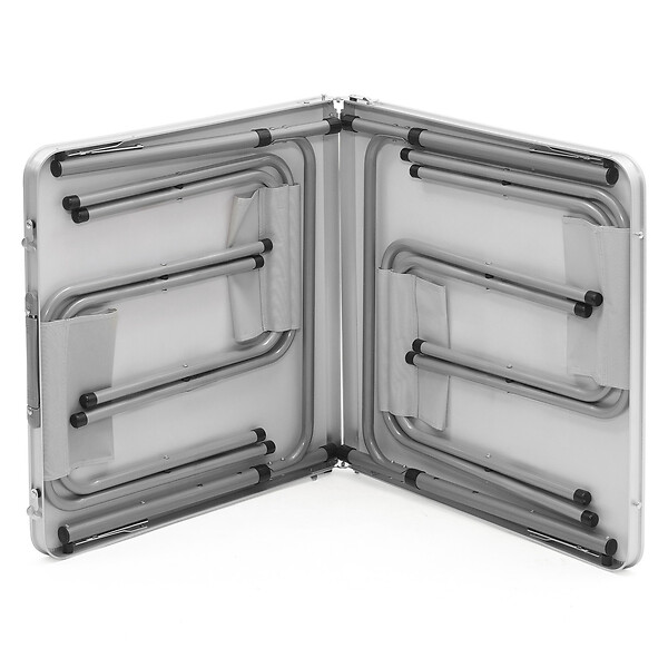 ID MARKET - Table de camping pliante réglable en hauteur 120 cm et 4 tabourets blanc - large