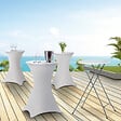 ID MARKET - Lot de 4 tables hautes pliantes 105 cm et 4 housses blanches - vignette