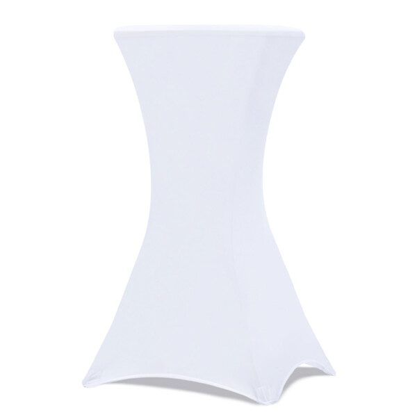 ID MARKET - Lot de 4 tables hautes pliantes 105 cm et 4 housses blanches - large