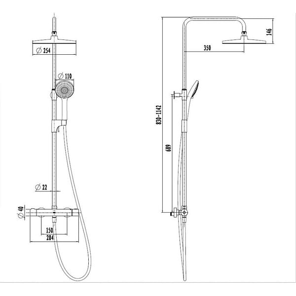 SWISS AQUA TECHNOLOGIES - Colonne de douche SAT avec mitigeur thermostatique noir SATSSTKBC - large