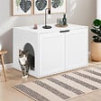 ID MARKET - Maison de toilette chat cache-litière avec doubles portes blanc - vignette
