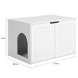 ID MARKET - Maison de toilette chat cache-litière avec doubles portes blanc - vignette