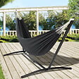 ID MARKET - Hamac avec support métal noir et toile gris anthracite - vignette