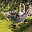 ID MARKET - Hamac avec support bois et toile gris anthracite TAHITI - vignette