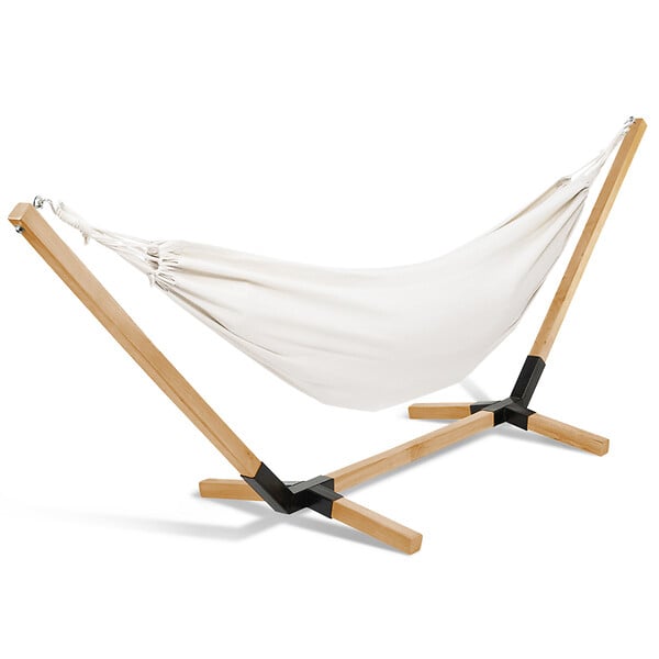 ID MARKET - Hamac avec support bois et toile écrue TAHITI - large