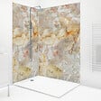 99DECO - Lot de 2 panneaux de douche en PVC (90x220 & 120x220 cm) + profilés blanc - Gémologie - Effet pierre marbrée - Beige et gris - vignette
