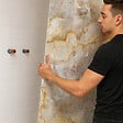 99DECO - Lot de 2 panneaux de douche en PVC (90x220 & 120x220 cm) + profilés blanc - Gémologie - Effet pierre marbrée - Beige et gris - vignette