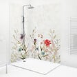 99DECO - Lot de 2 panneaux de douche en aluminium (90x220 & 120x220 cm) + profilés blanc - Herbier - Motif floral aquarelle - Multicouleurs - vignette
