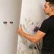 99DECO - Lot de 2 panneaux de douche en aluminium (90x220 & 120x220 cm) + profilés blanc - Herbier - Motif floral aquarelle - Multicouleurs - vignette