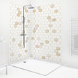 99DECO - Lot de 2 panneaux de douche en PVC (90x220 & 120x220 cm) + profilés blanc - Mix Hexa Travertin - Effet pierre - vignette