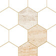 99DECO - Lot de 2 panneaux de douche en PVC (90x220 & 120x220 cm) + profilés blanc - Mix Hexa Travertin - Effet pierre - vignette