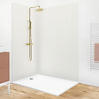 99DECO - Lot de 2 panneaux de douche en PVC (90x220 & 120x220 cm) + profilés blanc - Pierre Claire - Blanc - vignette