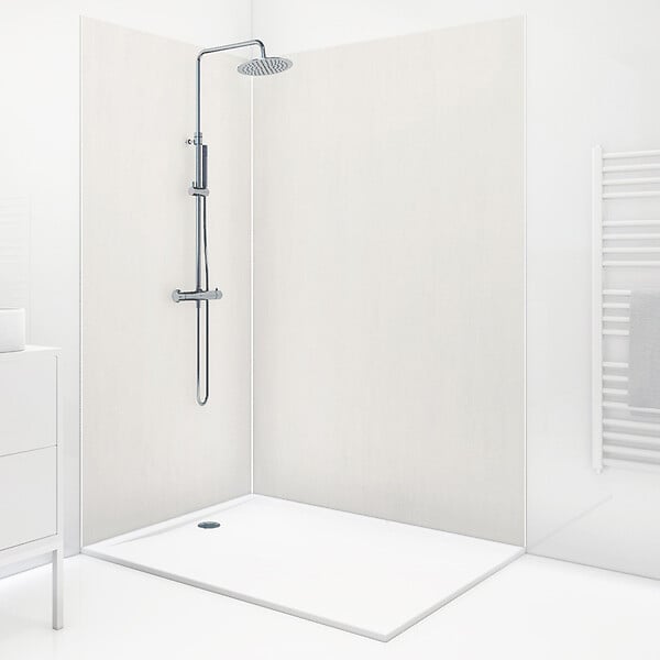 99DECO - Lot de 2 panneaux de douche en PVC (90x220 & 120x220 cm) + profilés blanc - Pierre Claire - Blanc - large
