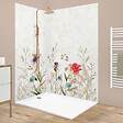 99DECO - Lot de 2 panneaux de douche en PVC (90x220 & 120x220 cm) + profilés blanc - Herbier - Motif floral aquarelle - Multicouleurs - vignette