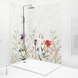 99DECO - Lot de 2 panneaux de douche en PVC (90x220 & 120x220 cm) + profilés blanc - Herbier - Motif floral aquarelle - Multicouleurs - vignette