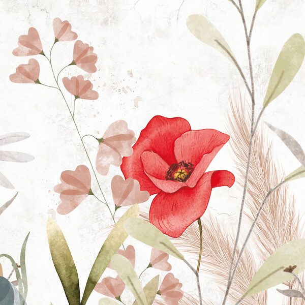 99DECO - Lot de 2 panneaux de douche en PVC (90x220 & 120x220 cm) + profilés blanc - Herbier - Motif floral aquarelle - Multicouleurs - large