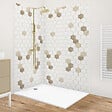 99DECO - Lot de 2 panneaux de douche en PVC (90x220 & 120x220 cm) + profilés blanc - Mix Hexa Bois - Effet bois et pierre - vignette