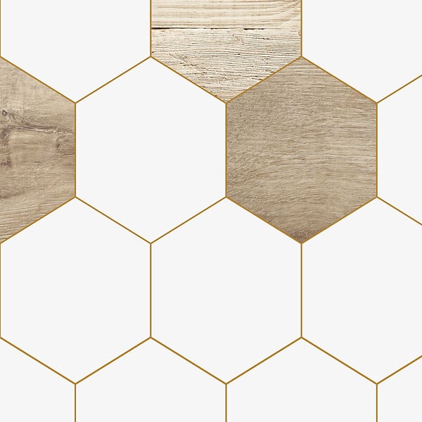 99DECO - Lot de 2 panneaux de douche en PVC (90x220 & 120x220 cm) + profilés blanc - Mix Hexa Bois - Effet bois et pierre - large