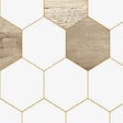 99DECO - Lot de 2 panneaux de douche en PVC (90x220 & 120x220 cm) + profilés blanc - Mix Hexa Bois - Effet bois et pierre - vignette