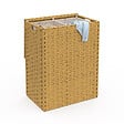 ID MARKET - Panier à linge 2 bacs effet rotin ALVIN tissu écru - vignette