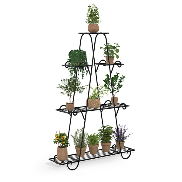 ID MARKET - Etagère à pots de fleurs porte plante en métal 9 niveaux - large