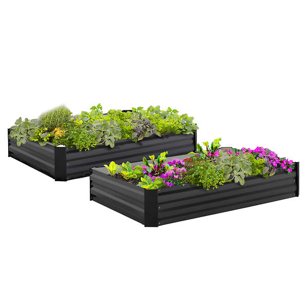 ID MARKET - Lot de 2 carrés potager en métal châssis rectangulaire 80x115 cm gris anthracite - large