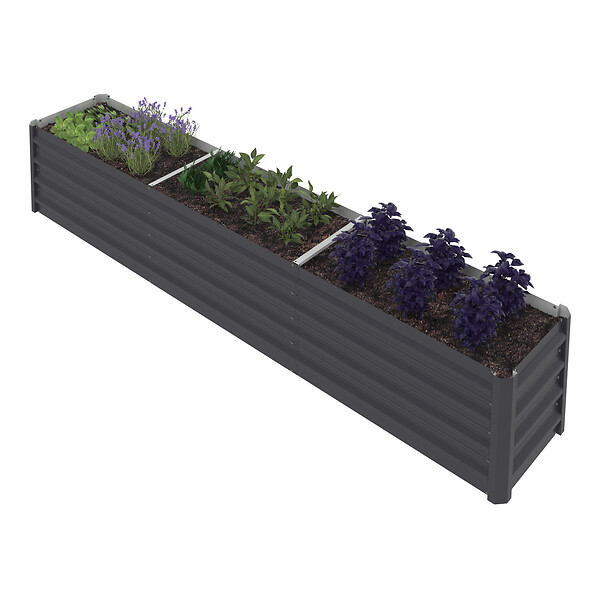ID MARKET - Jardinière lit surélevé de jardin en métal châssis rectangulaire 240 x 40 x 45 cm - large