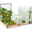ID MARKET - Kit complet 3 bacs modulables carrés potager et serre à tomates + treillis + housse - vignette