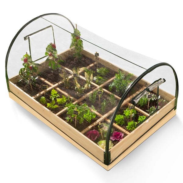 ID MARKET - Carré potager 12 compartiments + housse serre châssis - large